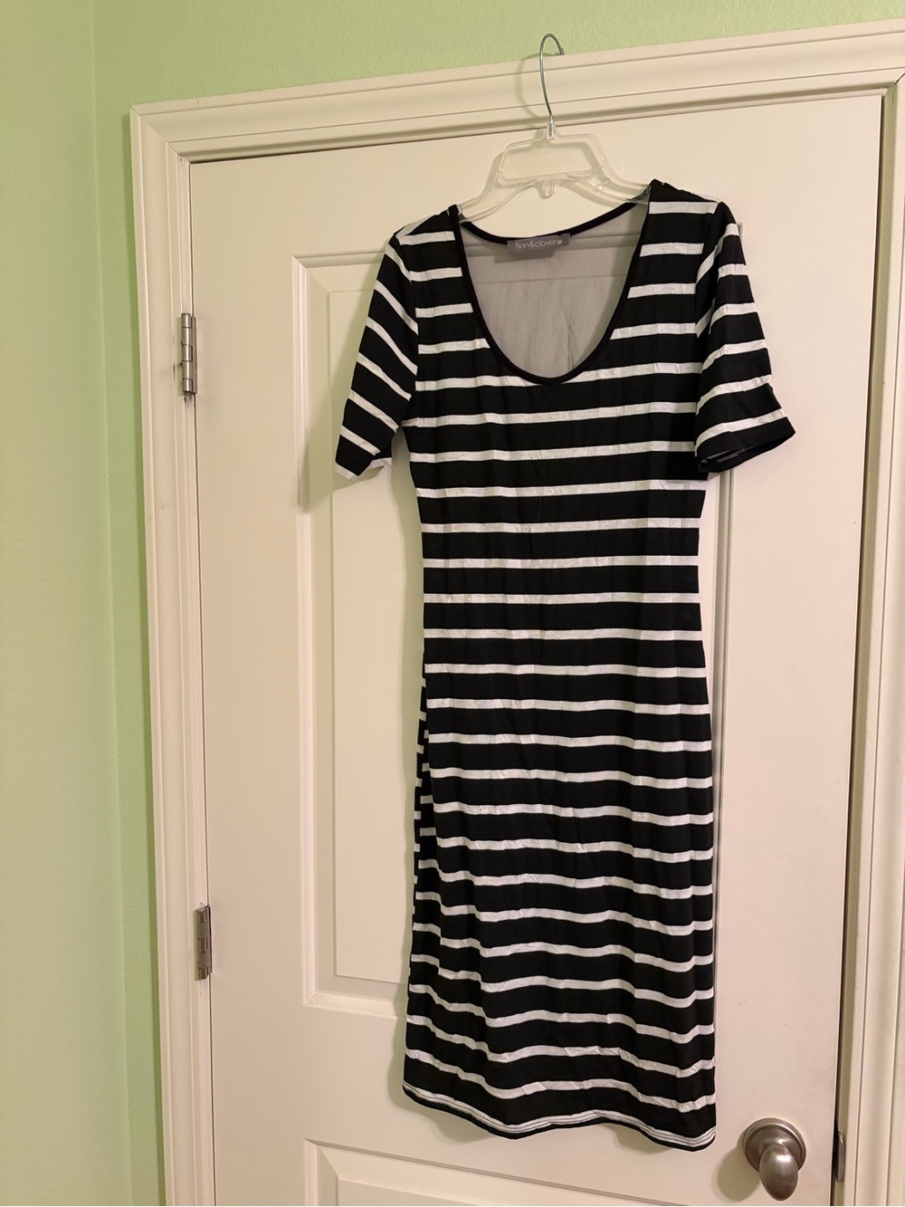Black & White Striped Scoop Neck Women's Dress